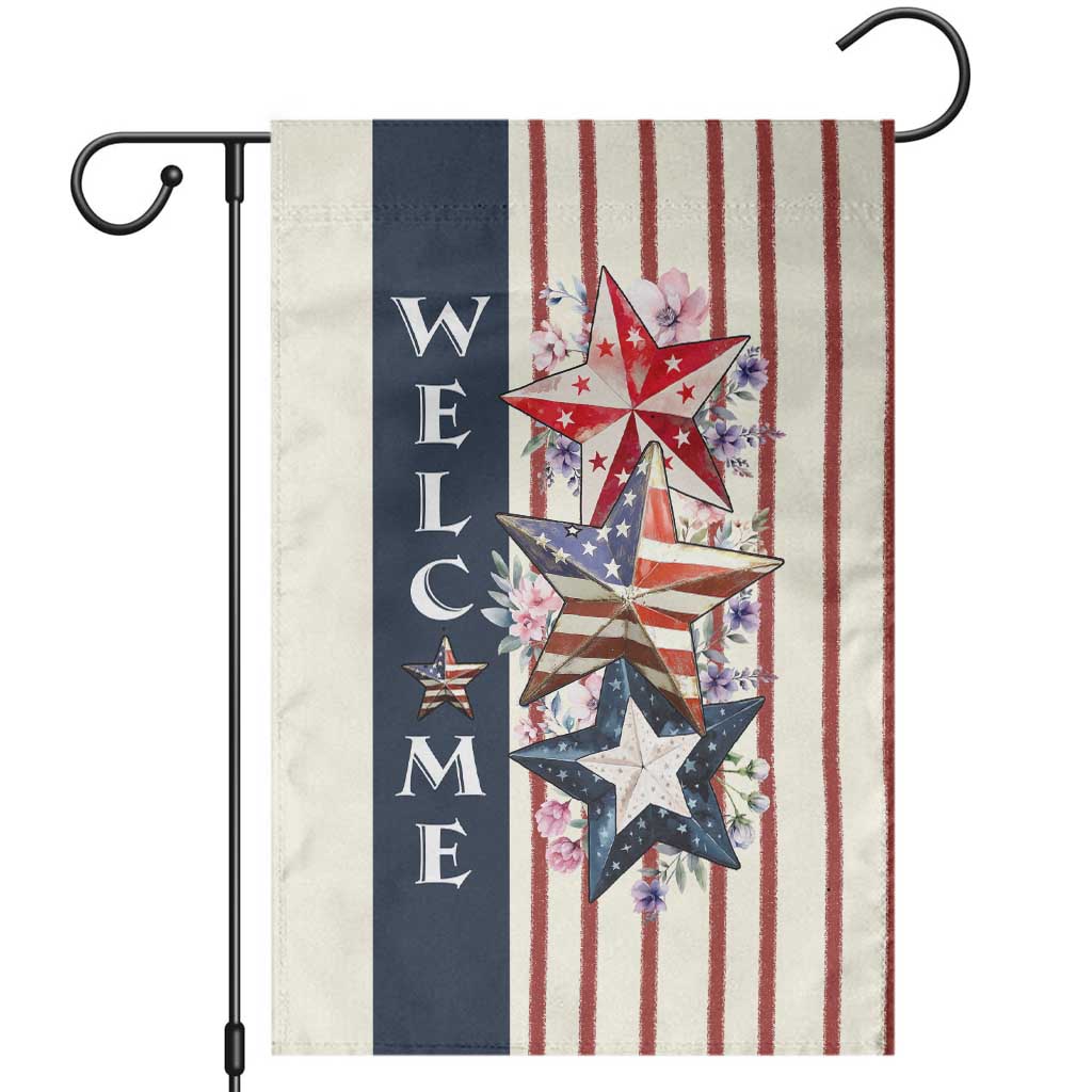 American Patriotic Welcome Garden Flag US Flag Red White & Blue Stars, Rustic 4th of July Outdoor Decor TS02 Sand Print Your Wear