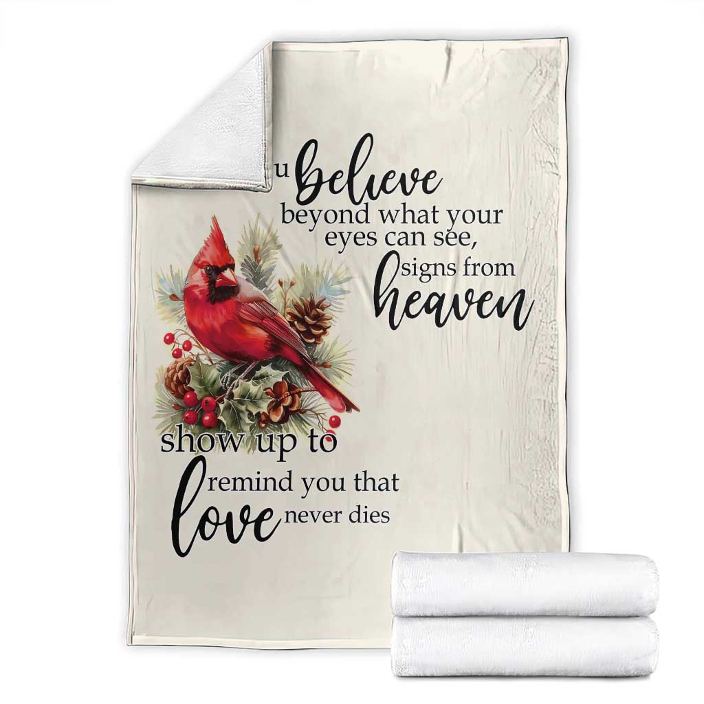 Spiritual Cardinal Throw Blanket Signs from Heaven Memorial Remembrance and Love TS02 Sand Print Your Wear