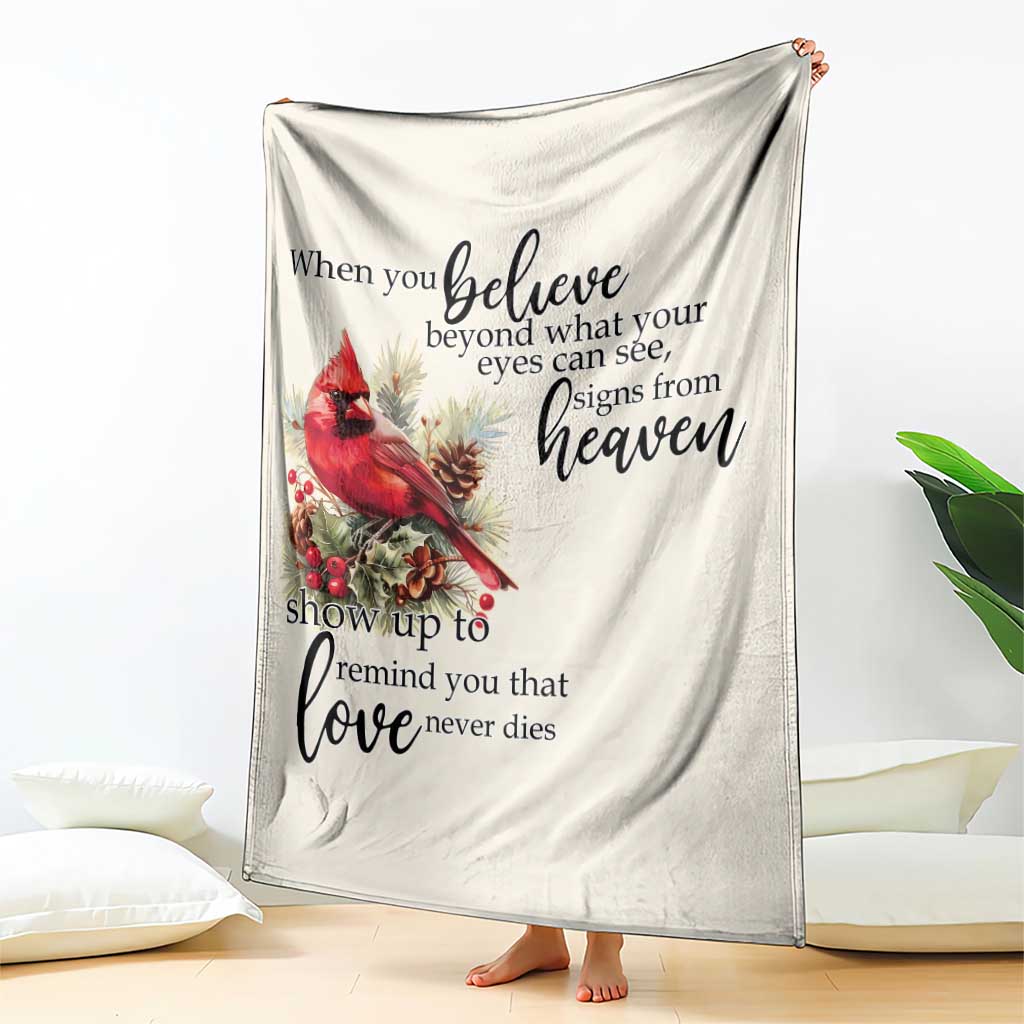 Spiritual Cardinal Throw Blanket Signs from Heaven Memorial Remembrance and Love TS02 Print Your Wear