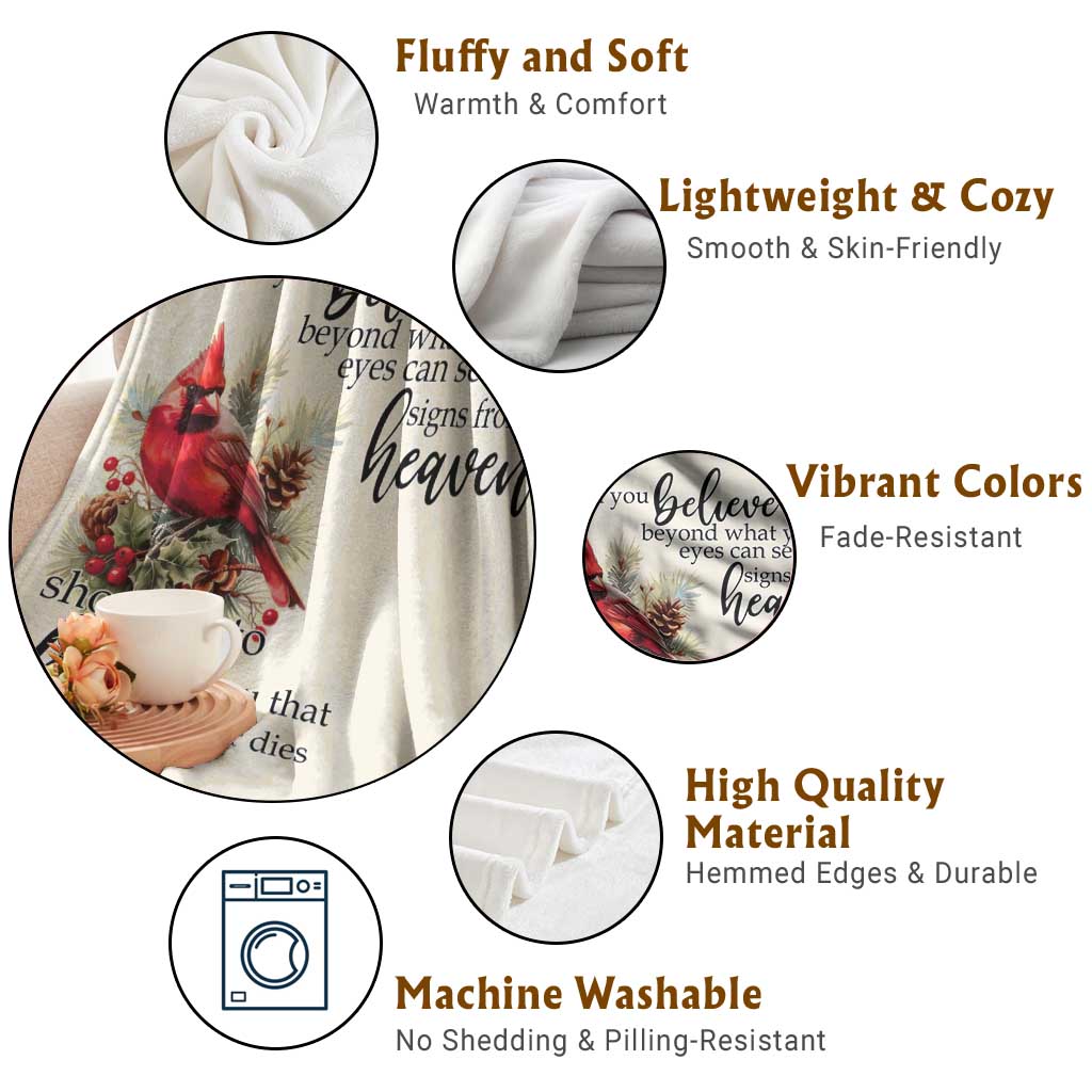 Spiritual Cardinal Throw Blanket Signs from Heaven Memorial Remembrance and Love TS02 Print Your Wear