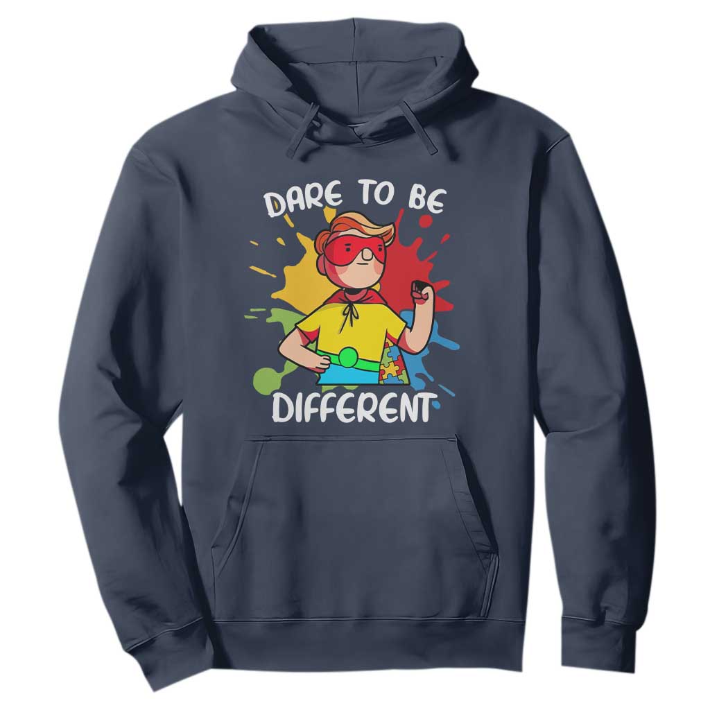 Autism Acceptance Hoodie Dare To Be Different Love Support Autistic Boys TS02 Navy Printyourwear