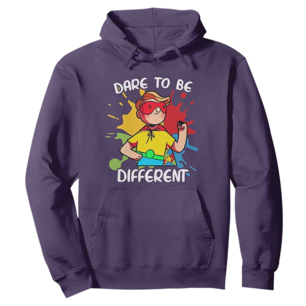 Autism Acceptance Hoodie Dare To Be Different Love Support Autistic Boys TS02 Purple Printyourwear