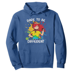 Autism Acceptance Hoodie Dare To Be Different Love Support Autistic Boys TS02 Royal Blue Printyourwear