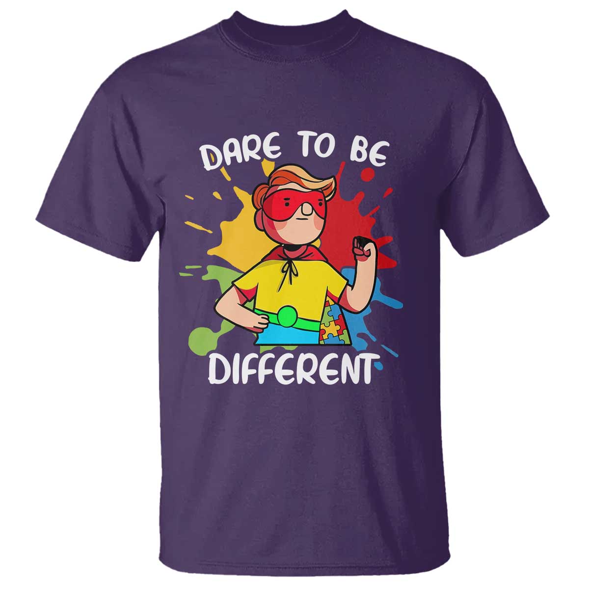 Autism Acceptance T Shirt Dare To Be Different Love Support Autistic Boys TS02 Purple Printyourwear