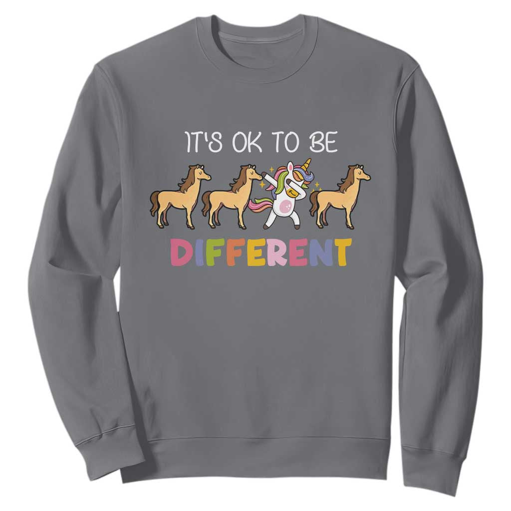 Unicorn Autism Sweatshirt Acceptance It's Ok To Be Different TS02 Charcoal Printyourwear