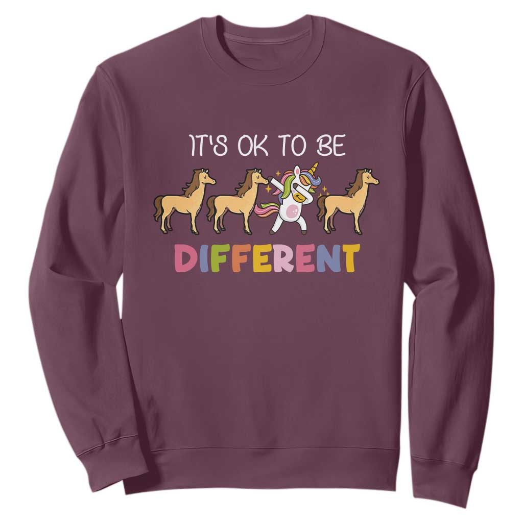 Unicorn Autism Sweatshirt Acceptance It's Ok To Be Different TS02 Maroon Printyourwear
