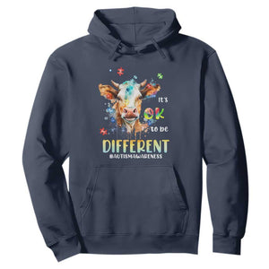Cow Autism Awareness Hoodie Acceptance It's Ok To Be Different Puzzle Piece TS02 Navy Printyourwear