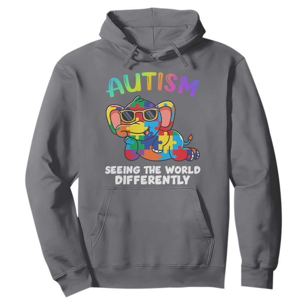 Autism Awareness Elephant Hoodie Seeing The World Differently Spectrum Puzzle Piece TS02 Charcoal Printyourwear