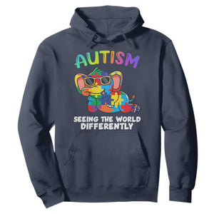 Autism Awareness Elephant Hoodie Seeing The World Differently Spectrum Puzzle Piece TS02 Navy Printyourwear
