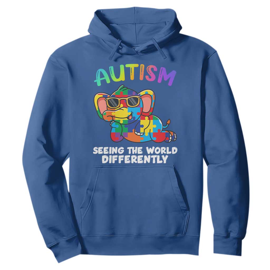 Autism Awareness Elephant Hoodie Seeing The World Differently Spectrum Puzzle Piece TS02 Royal Blue Printyourwear