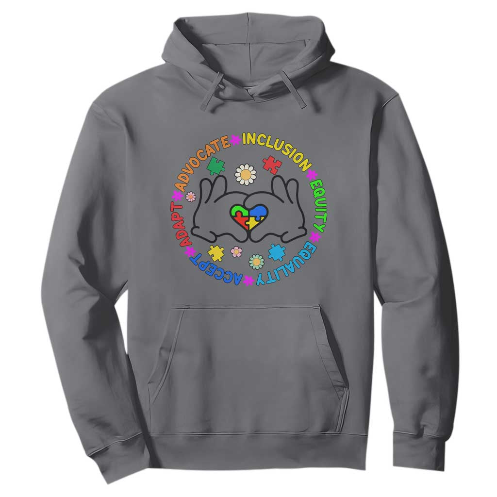 Autism Acceptance Hoodie Accept Adapt Advocate Inclusion Equity Equality TS02 Charcoal Printyourwear