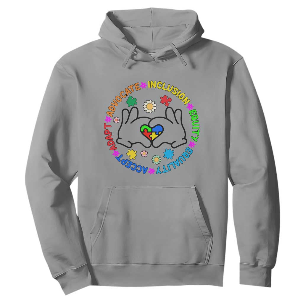 Autism Acceptance Hoodie Accept Adapt Advocate Inclusion Equity Equality TS02 Sport Gray Printyourwear