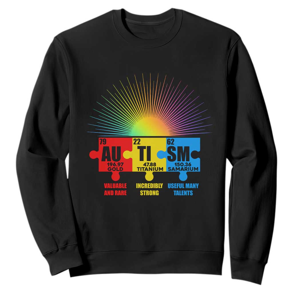 Autism Definition Sweatshirt Chemical Element Periodic Table Puzzle Piece TS02 Black Printyourwear
