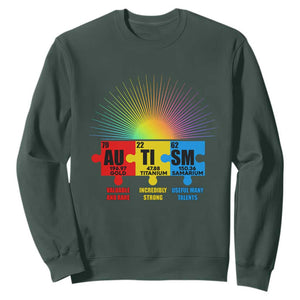 Autism Definition Sweatshirt Chemical Element Periodic Table Puzzle Piece TS02 Dark Forest Green Printyourwear