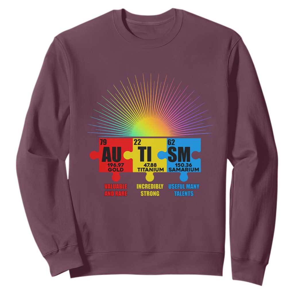Autism Definition Sweatshirt Chemical Element Periodic Table Puzzle Piece TS02 Maroon Printyourwear