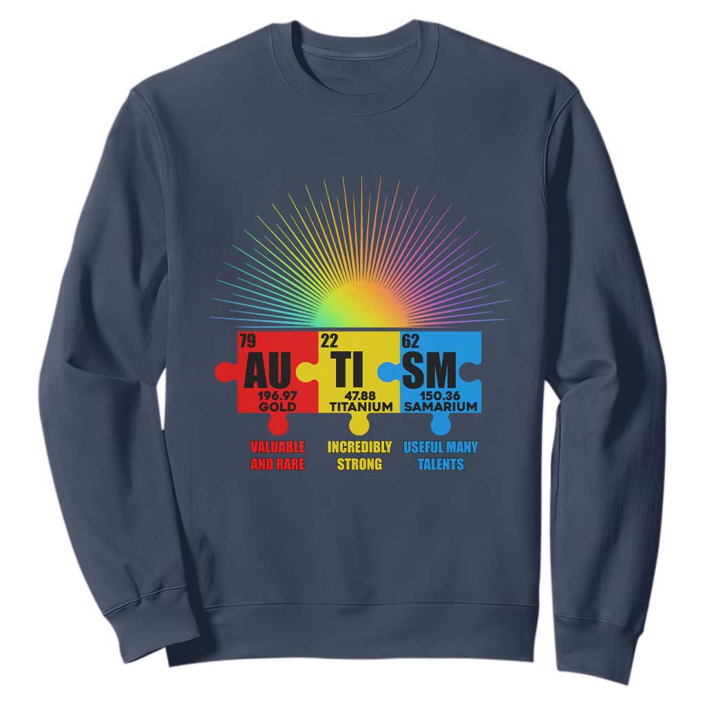 Autism Definition Sweatshirt Chemical Element Periodic Table Puzzle Piece TS02 Navy Printyourwear