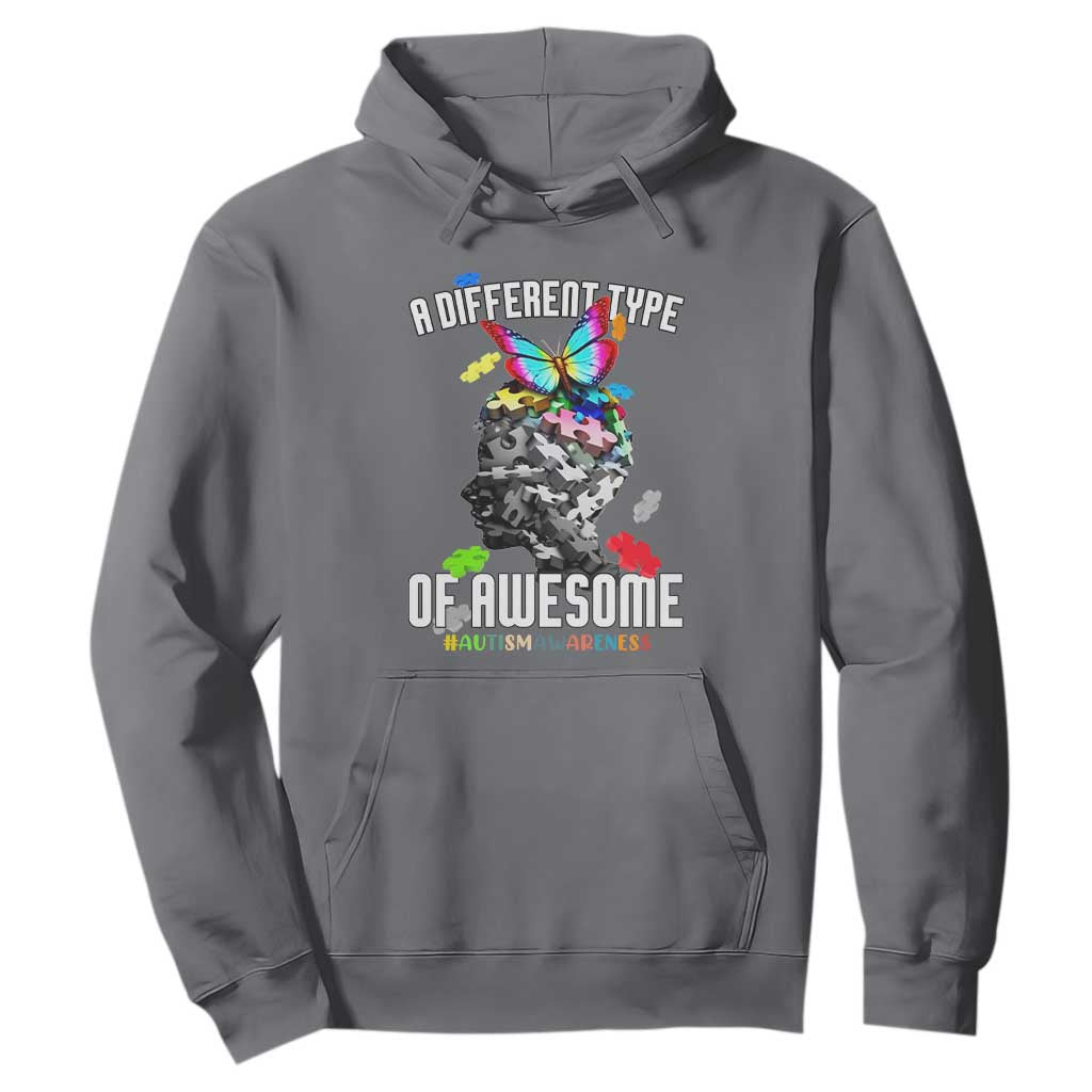 Autism Awareness Hoodie A Different Type Of Awesome Butterfly Puzzle Pieces TS02 Charcoal Printyourwear