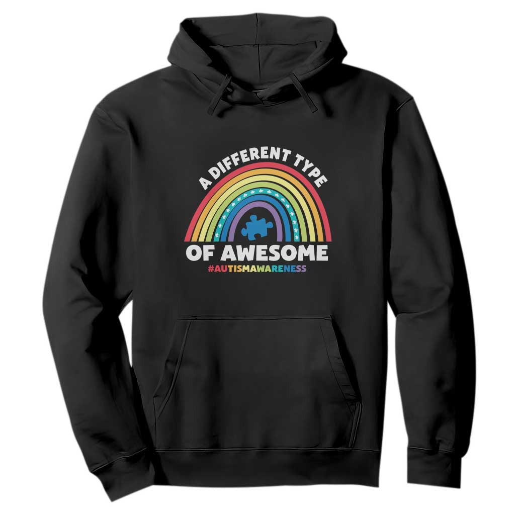 Autism Awareness Hoodie A Different Type Of Awesome Rainbow Puzzle Piece TS02 Black Printyourwear