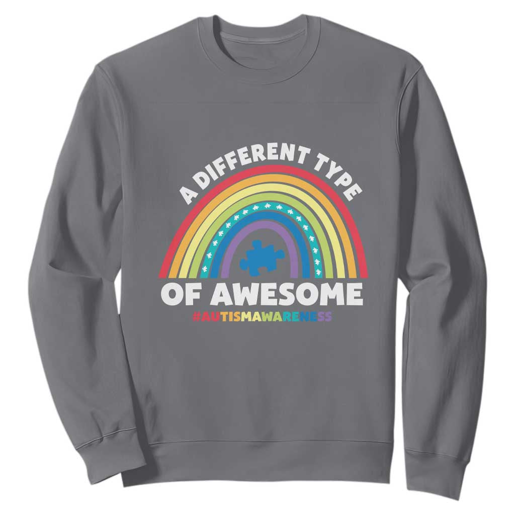 Autism Awareness Sweatshirt A Different Type Of Awesome Rainbow Puzzle Piece TS02 Charcoal Printyourwear