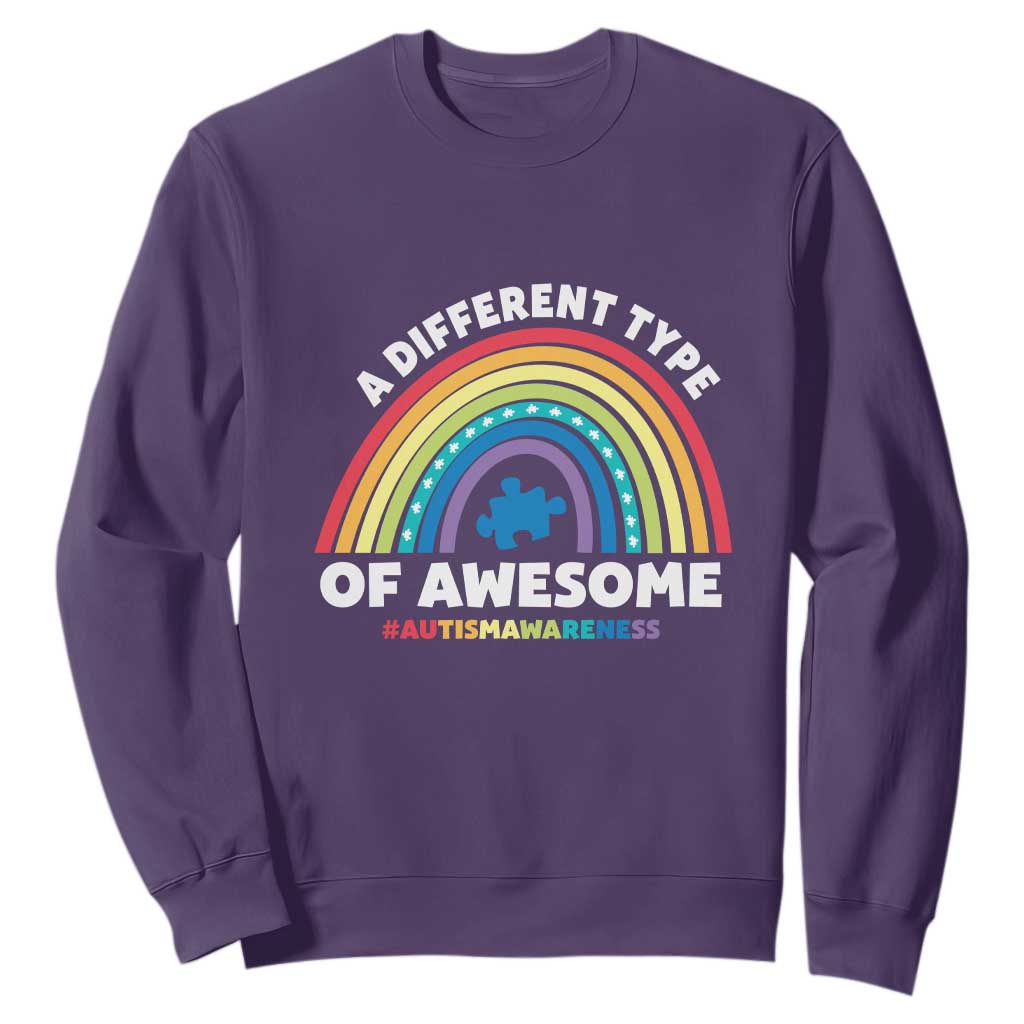 Autism Awareness Sweatshirt A Different Type Of Awesome Rainbow Puzzle Piece TS02 Purple Printyourwear
