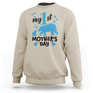 My First Mother's Day Sweatshirt New Mom Mama Bear Blue Baby Boy TS02 Sand Printyourwear