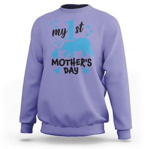 My First Mother's Day Sweatshirt New Mom Mama Bear Blue Baby Boy TS02 Violet Printyourwear