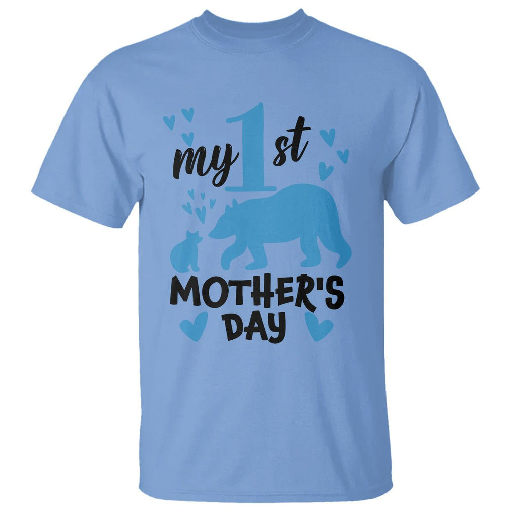 My First Mother's Day T Shirt New Mom Mama Bear Blue Baby Boy TS02 Carolina Blue Printyourwear