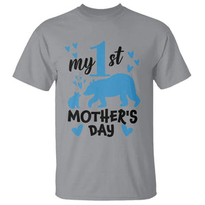 My First Mother's Day T Shirt New Mom Mama Bear Blue Baby Boy TS02 Sport Gray Printyourwear