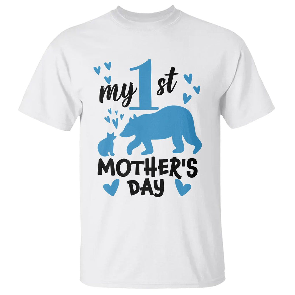 My First Mother's Day T Shirt New Mom Mama Bear Blue Baby Boy TS02 White Printyourwear