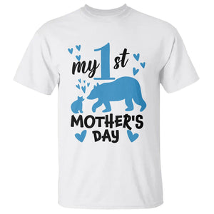 My First Mother's Day T Shirt New Mom Mama Bear Blue Baby Boy TS02 White Printyourwear