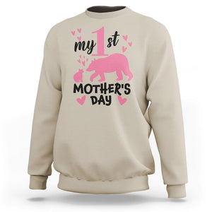 My First Mother's Day Sweatshirt New Mom Mama Bear Pink Baby Girl TS02 Sand Printyourwear