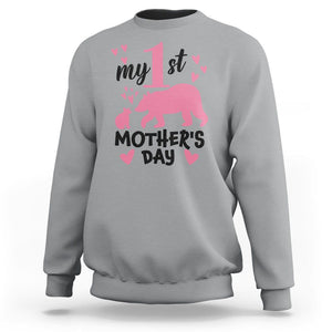 My First Mother's Day Sweatshirt New Mom Mama Bear Pink Baby Girl TS02 Sport Gray Printyourwear