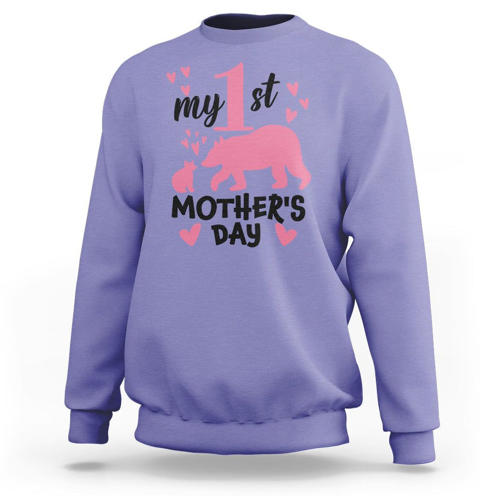 My First Mother's Day Sweatshirt New Mom Mama Bear Pink Baby Girl TS02 Violet Printyourwear