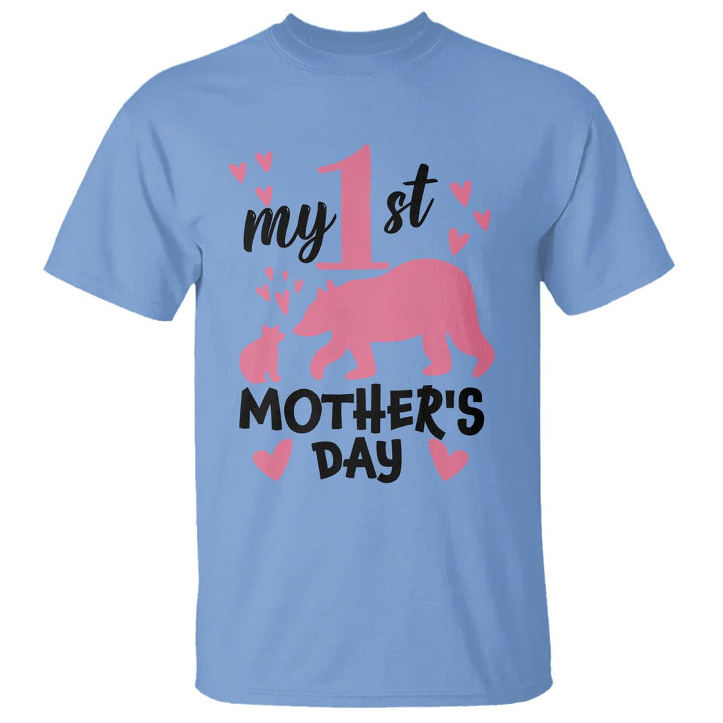 My First Mother's Day T Shirt New Mom Mama Bear Pink Baby Girl TS02 Carolina Blue Printyourwear