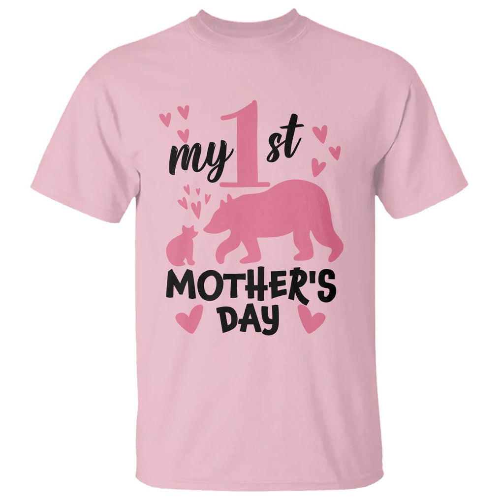 My First Mother's Day T Shirt New Mom Mama Bear Pink Baby Girl TS02 Light Pink Printyourwear