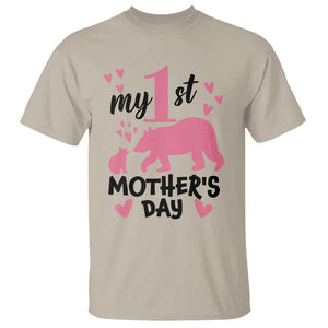 My First Mother's Day T Shirt New Mom Mama Bear Pink Baby Girl TS02 Sand Printyourwear