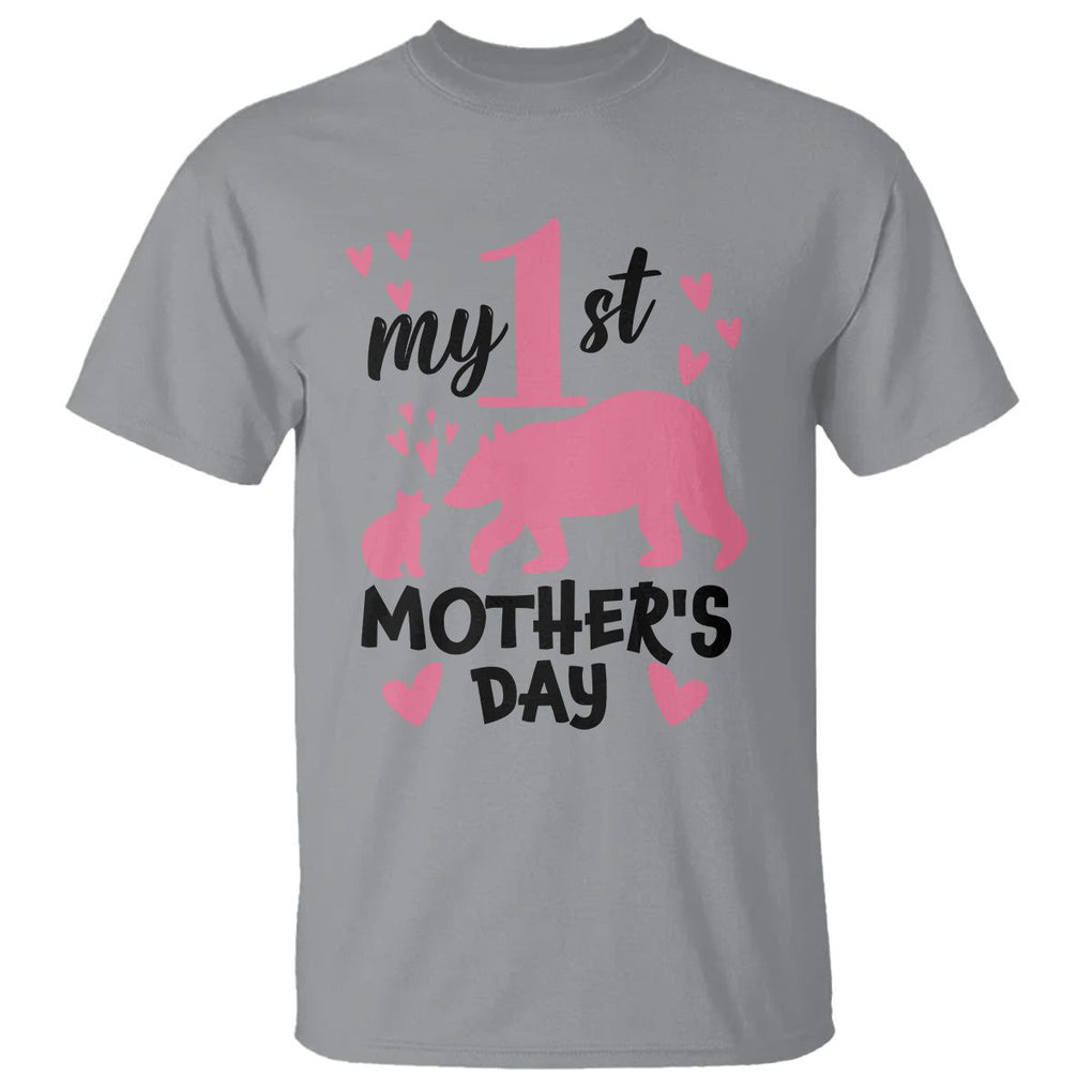 My First Mother's Day T Shirt New Mom Mama Bear Pink Baby Girl TS02 Sport Gray Printyourwear