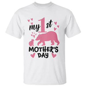 My First Mother's Day T Shirt New Mom Mama Bear Pink Baby Girl TS02 White Printyourwear
