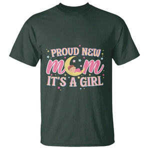 First Mother's Day T Shirt Proud New Mom It's A Girl Pink Baby TS02 Dark Forest Green Printyourwear