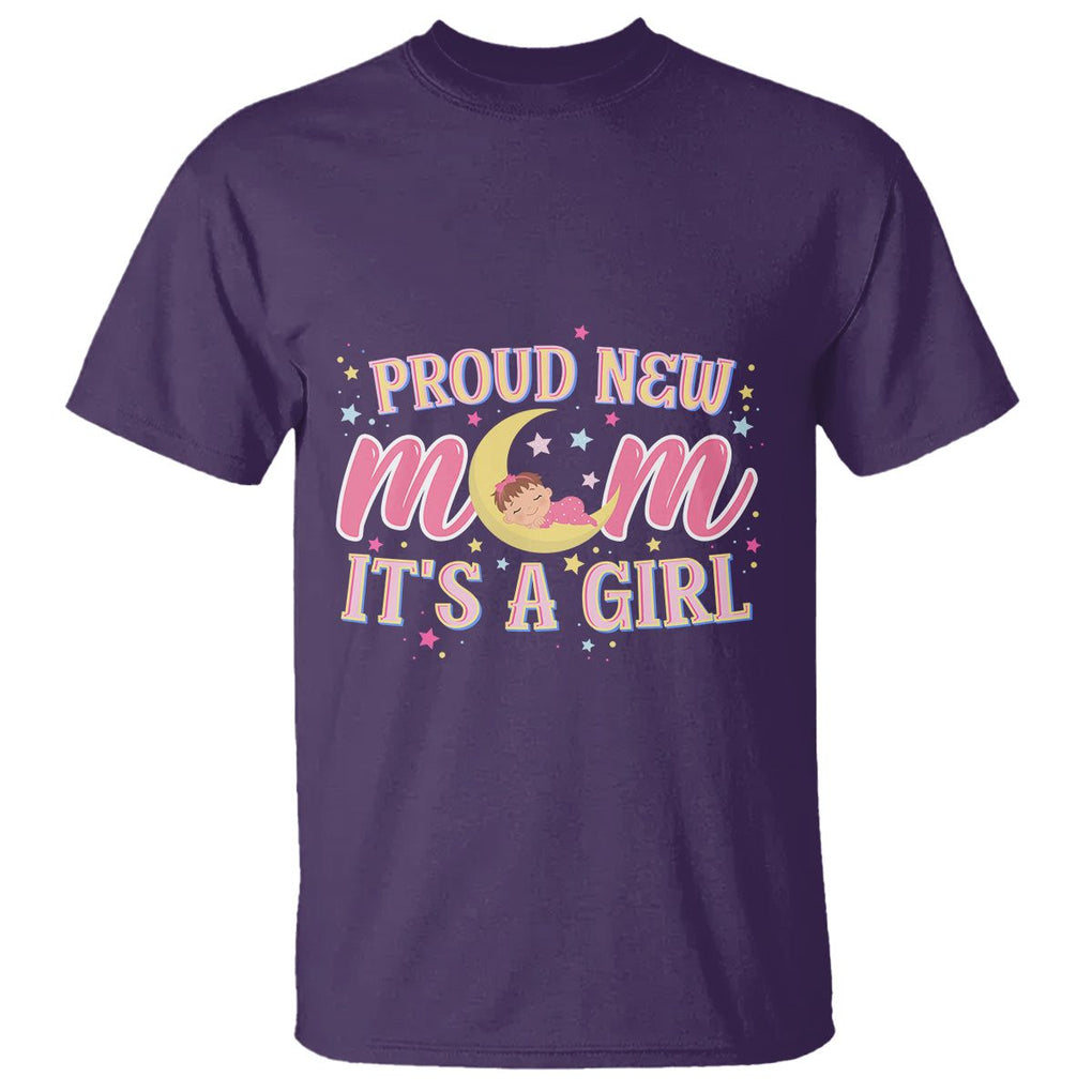 First Mother's Day T Shirt Proud New Mom It's A Girl Pink Baby TS02 Purple Printyourwear