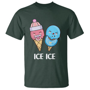 First Mother's Day T Shirt Ice Ice Baby Blue Pink Icecream TS02 Dark Forest Green Printyourwear