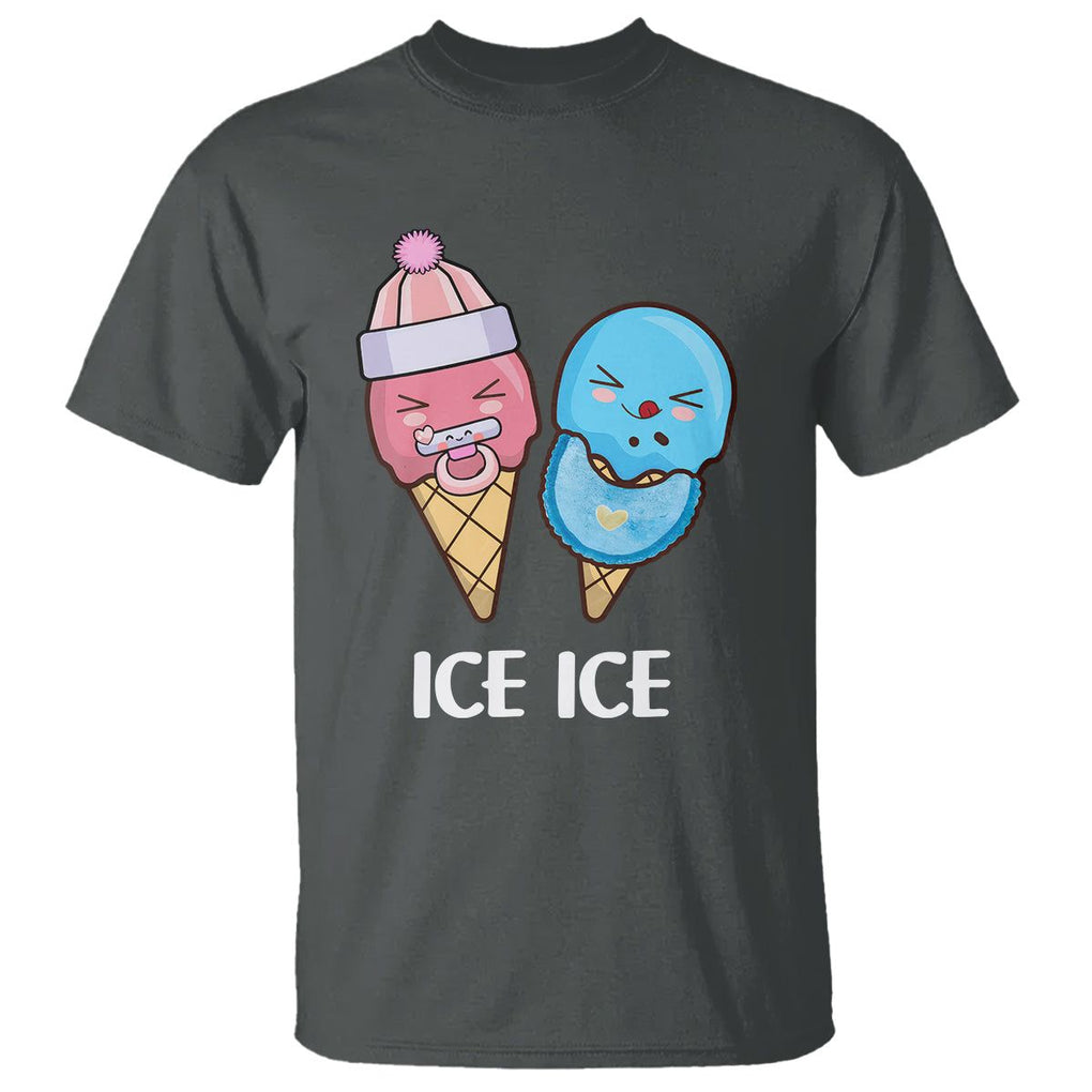 First Mother's Day T Shirt Ice Ice Baby Blue Pink Icecream TS02 Dark Heather Printyourwear