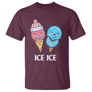First Mother's Day T Shirt Ice Ice Baby Blue Pink Icecream TS02 Maroon Printyourwear