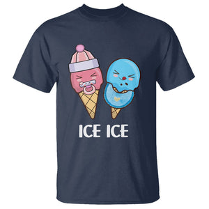 First Mother's Day T Shirt Ice Ice Baby Blue Pink Icecream TS02 Navy Printyourwear