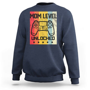 Funny New Mom Sweatshirt Level Unlocked Retro Video Game Controller TS02 Navy Printyourwear