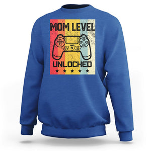 Funny New Mom Sweatshirt Level Unlocked Retro Video Game Controller TS02 Royal Blue Printyourwear