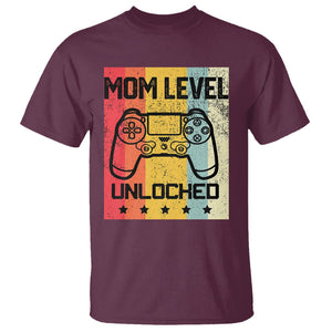 Funny New Mom T Shirt Level Unlocked Retro Video Game Controller TS02 Maroon Printyourwear