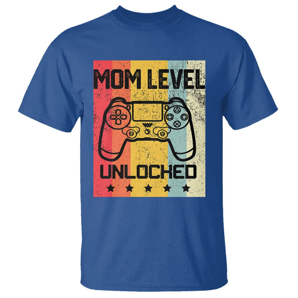 Funny New Mom T Shirt Level Unlocked Retro Video Game Controller TS02 Royal Blue Printyourwear