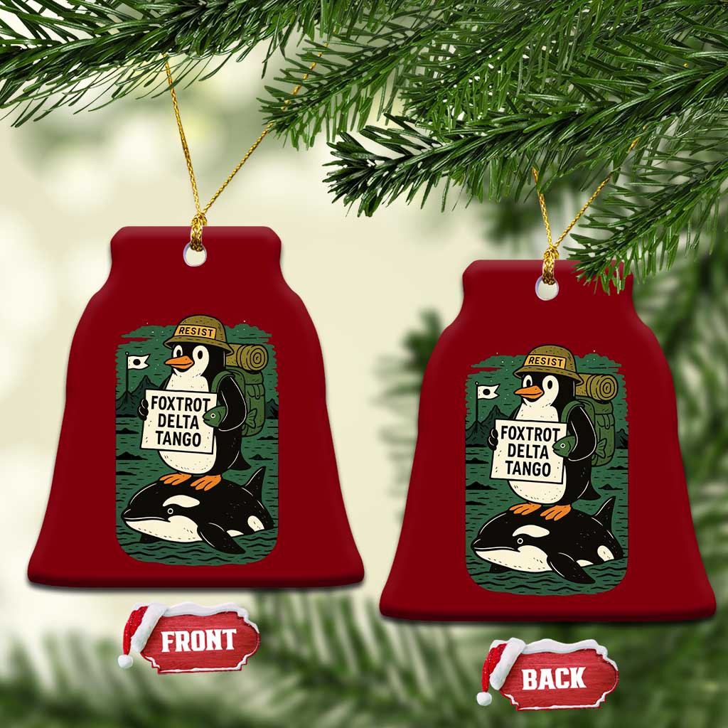 Funny Penguin Resist Ceramic Ornament No Tarriffs Activism Graphic TS02 Print Your Wear