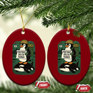 Funny Penguin Resist Ceramic Ornament No Tarriffs Activism Graphic TS02 Print Your Wear